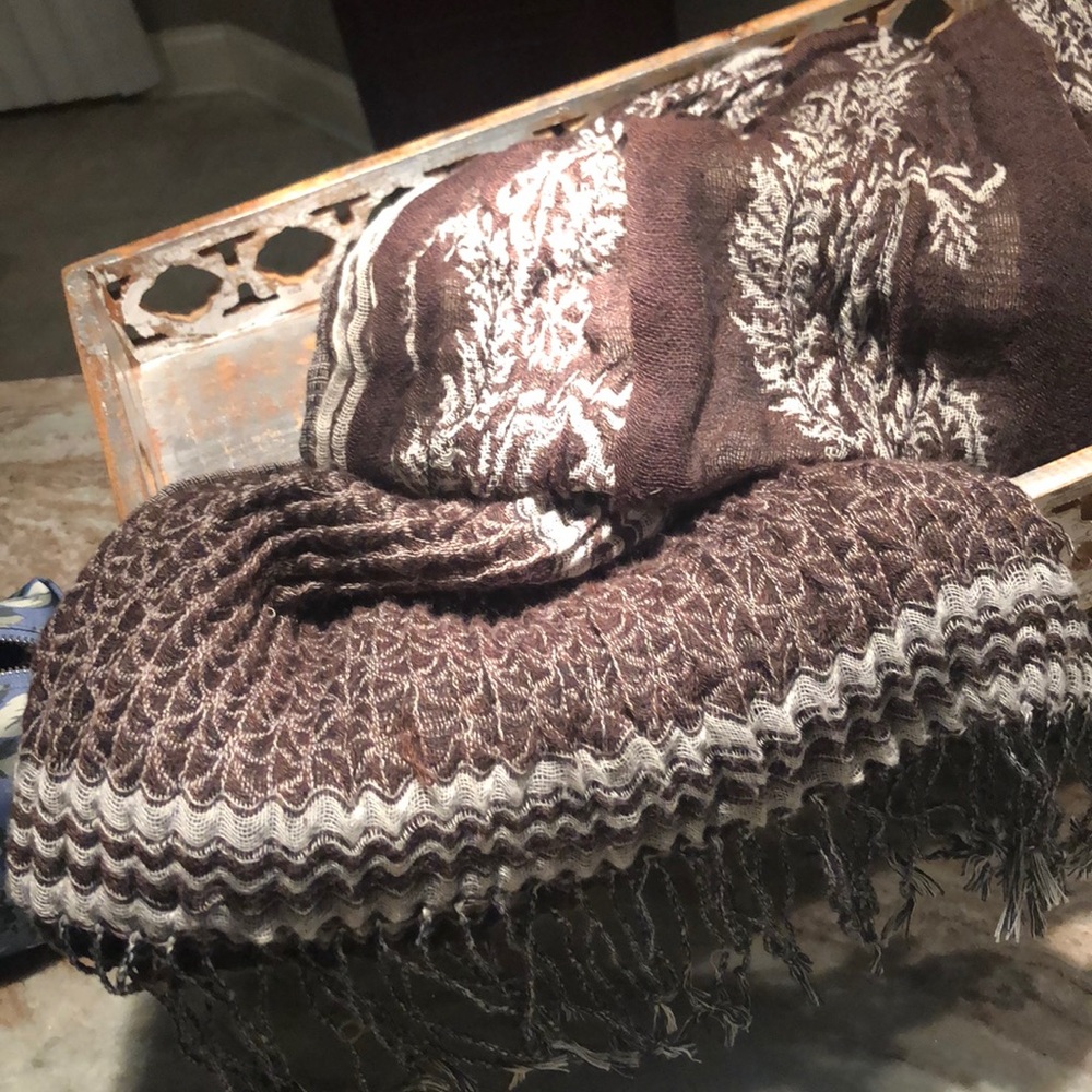 Soft cozy oversized scarf Chocolate and White